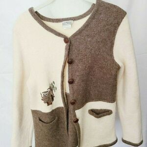 100% Wool Cardigan Claire France Australian Embroidered Koala Sweater S